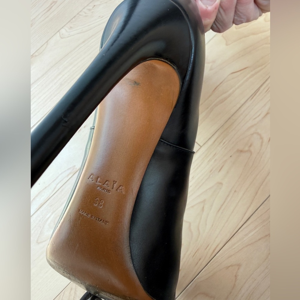VINTAGE ALAÏA Paris Black Leather Pointed Toe Stiletto Ankle Boots - Size 38 - Picture 8 of 14